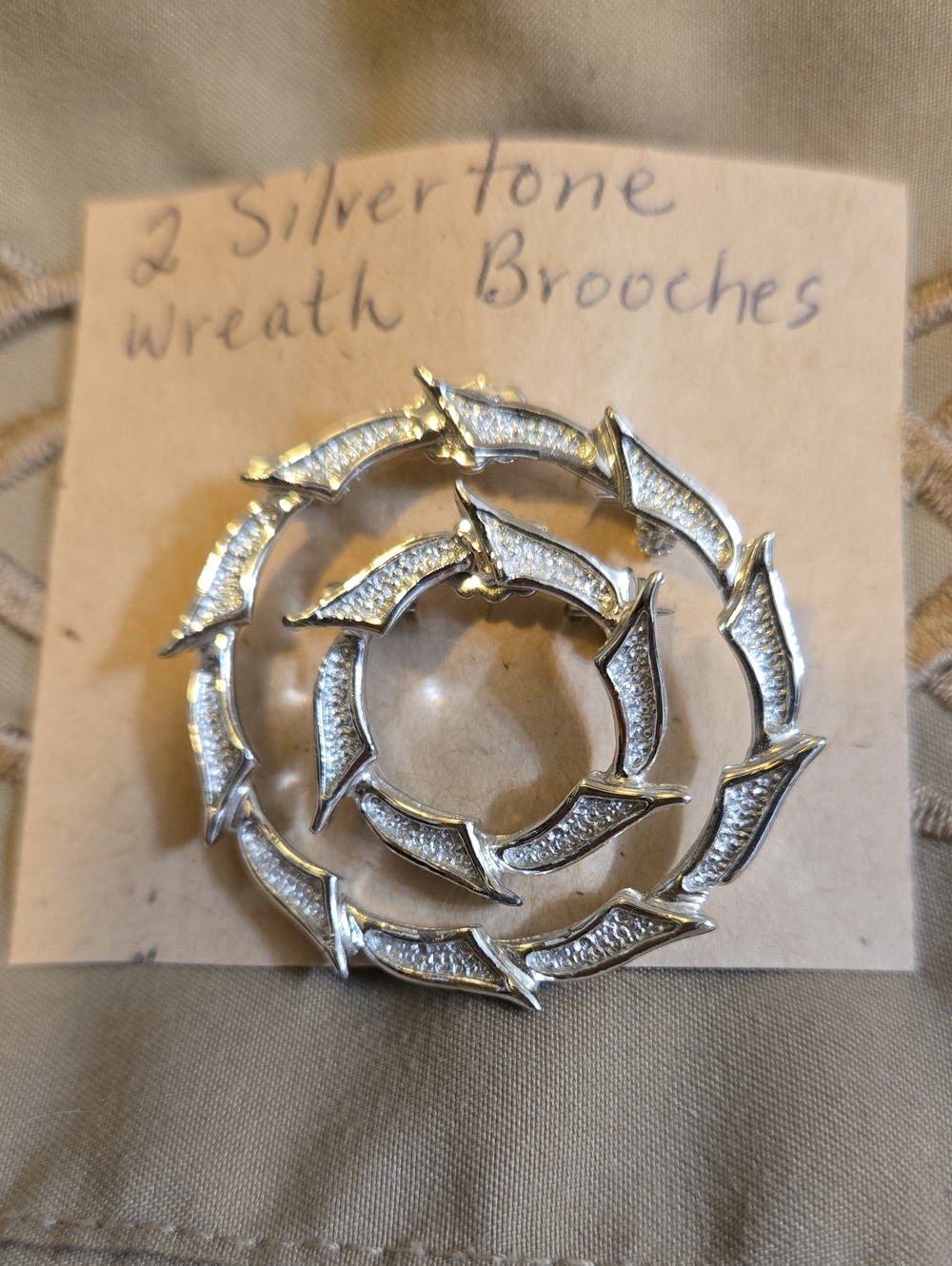 Set Of Two Silver-Tone Wreath Brooches